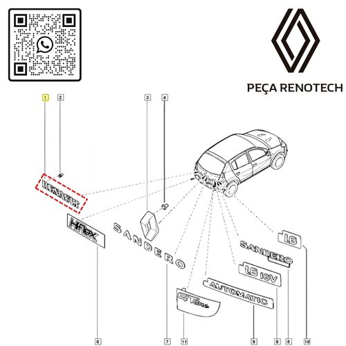 RN 549983 6001549983 EMBLEMA -RENAULT- DA TAMPA TRAS. LOGAN-SANDERO 4
